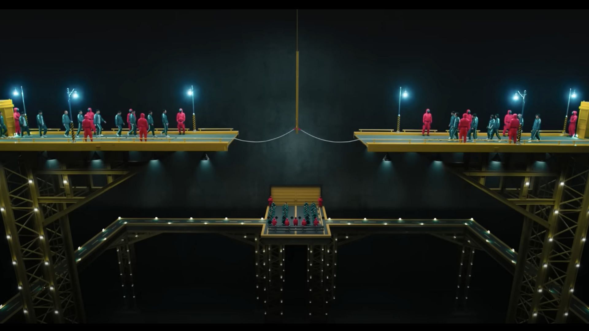 The players line up for the game (Image via YouTube/Still Watching Netflix)